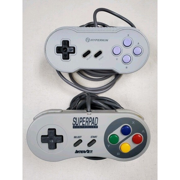 Lot of 2 Super Nintendo SNES Controller Interact Superpad Hyperkin Controllers - Picture 1 of 3
